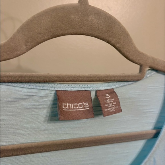 Chico's Women's Short Sleeve Tee Top Round Neck Light Blue - Picture 2 of 5